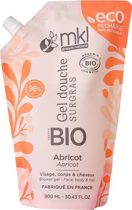 MKL Green Nature Gel De Duș Ultra Hridatant Bio Caise Eco Pentru Față/Corp/Păr Refill 900ml - Img 1