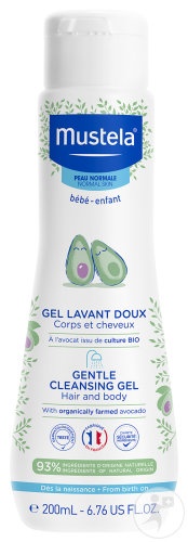Mustela Bébé-Enfant Gel De Curățare Delicat Pentru Corp Și Păr Piele Normală Flacon 200ml - Img 1