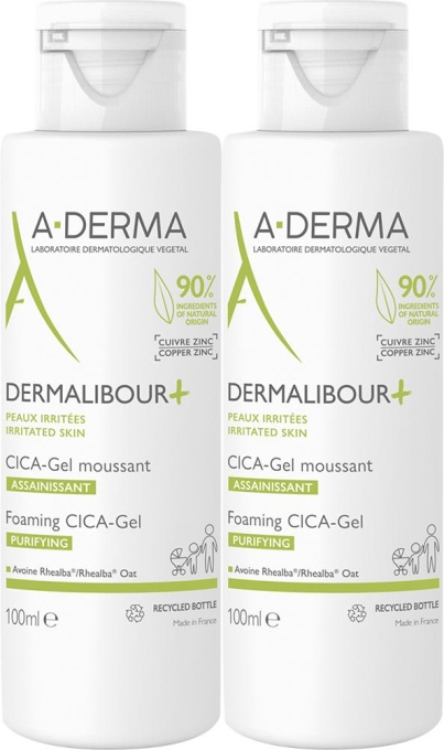 Pachet A-Derma Dermalibour+ Cica Gel Spumant De Curățare Ovăz Rhealba Ten Iritat 2x100ml - Img 1