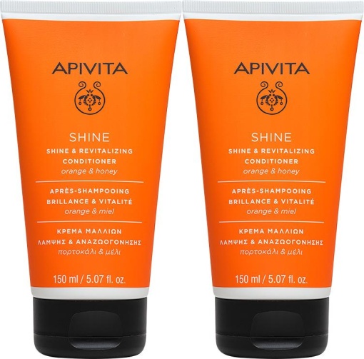 Pachet Apivita Balsam De Păr Strălucire Și Revitalizare Portocale Și Miere 2x150ml - Img 1