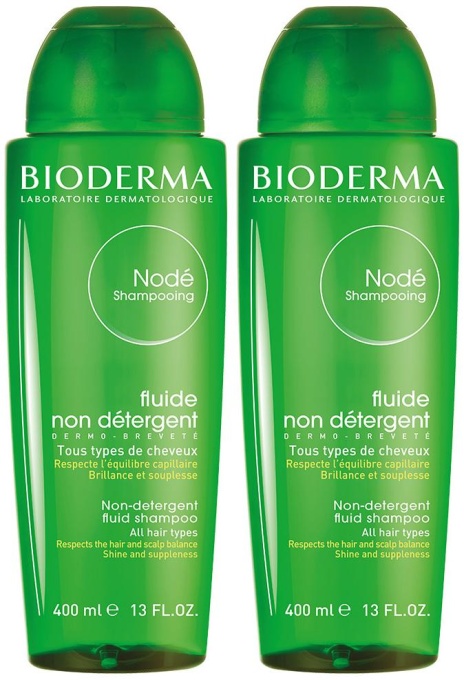 Pachet Bioderma Nodé Sampon Fluid Bland Fara Detergent Par Normal 2x400ml - Img 1