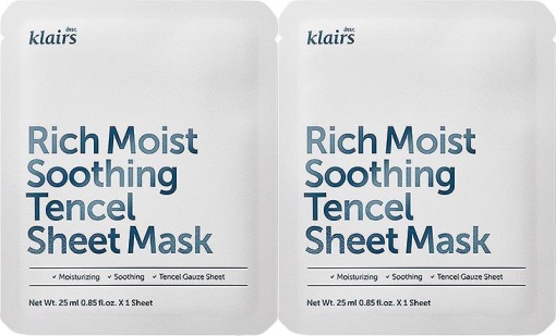 Pachet Klairs Rich Moist Mască De Față Calmantă Din Foaie De Tencel 2 Bucăți - Img 1