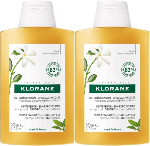 Pachet Klorane Şampon After-Sun Hrănitor Tamanu Bio Și Monoï 2x200ml - Img 1
