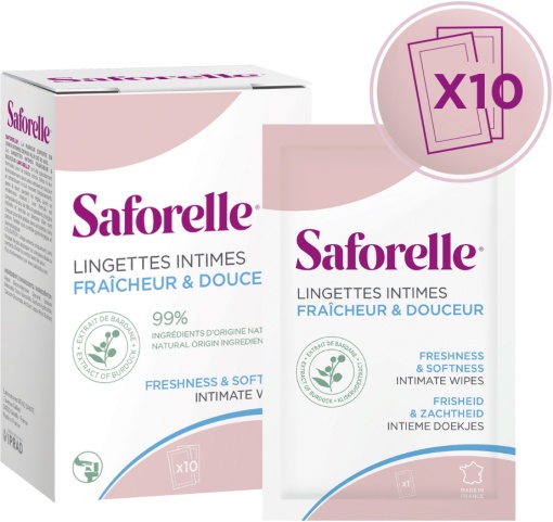 Saforelle Șervețele Intime Biodegradabile 10 Bucăți - Img 1