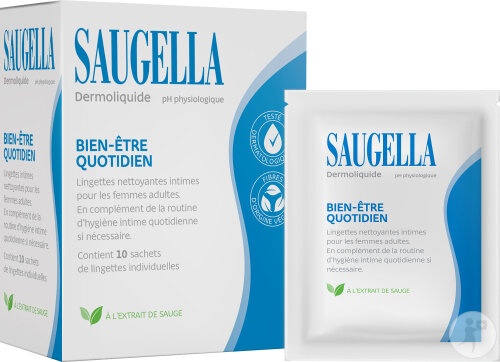 Saugella Dermoliquide Șervețele De Curățare Intimă 10 Bucăți - Img 1