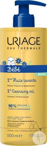 Uriage Bébé 1st Ulei De Duș Protector Pentru Față, Corp Și Scalp Flacon Cu Pompiță 500ml - Img 1