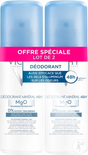 Vichy Deodorant Spray Mineral 48h Pentru Piele Sensibilă Duopack 2x125ml - Img 1