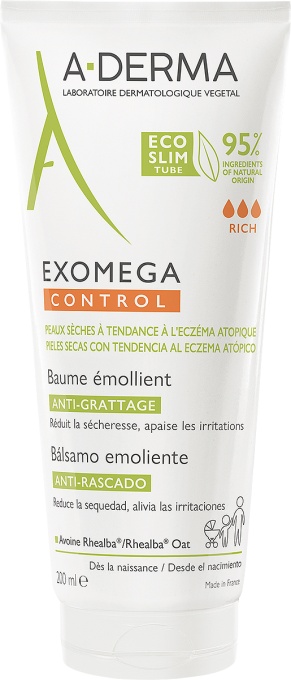 A-Derma Exomega Control Balsam Emolient Anti-Mâncărime Piele Uscată Atopică/Eczemă 200ml - Img 1