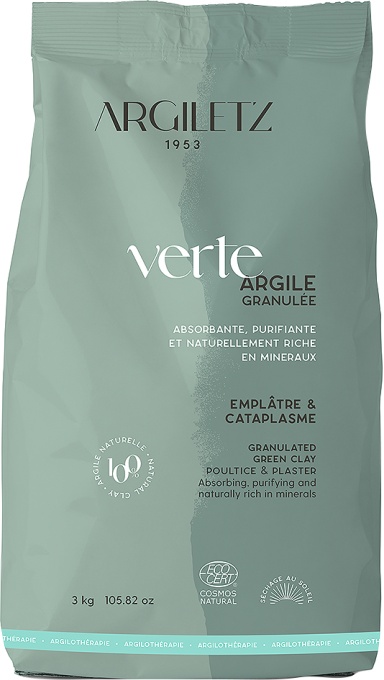 Argiletz Argilă Verde Granulată Cataplasme/Plasturi Pungă 3kg - Img 1