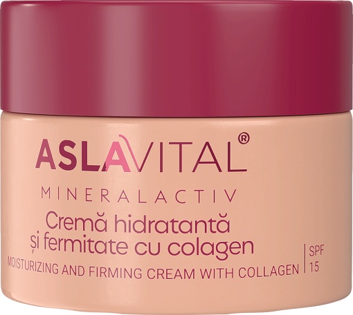 Aslavital Cremă Hidratantă Fermitate Colagen SPF15 50ml - Img 1