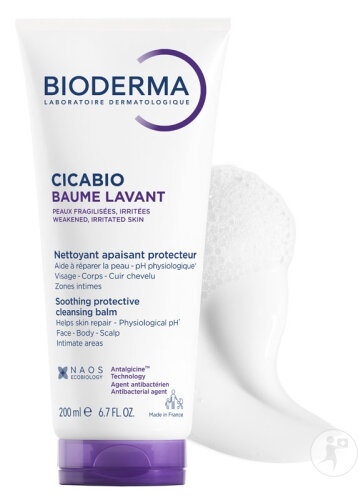 Bioderma Cicabio Balsam Curățare Protectiv Calmant Pentru Piele Fragilă Iritată 200ml - Img 1