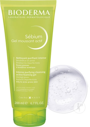 Bioderma Sébium Gel De Curățare Spumant Activ Ten Gras Cu Tendință Acneică 200ml - Img 1