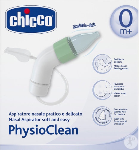 Chicco Aspirator Nazal Soft &amp; Easy Physioclean Pentru Bebeluși 0+ Luni 1 Bucată - Img 1