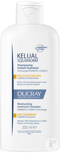 Ducray Kelual Squanorm Șampon Hidratant Anti-Mătreață Pentru Scalp Uscat 200ml - Img 1