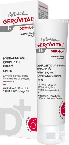 Gerovital H3 Derma+ Cremă Anticuperozică Hidratantă SFP10 50ml - Img 1