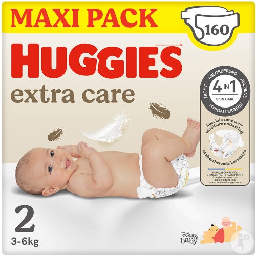 Huggies Extra Care Scutece Nou Născuți Mărimea 2 160 Bucăți - Img 1