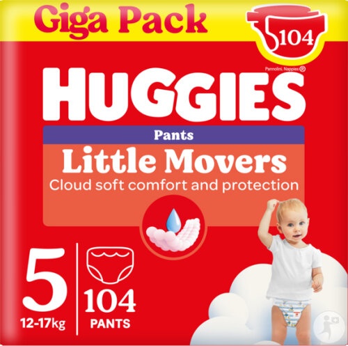Huggies Little Movers Scutece-Chiloțel Bebeluși Mărimea 5 104 Bucăți - Img 1