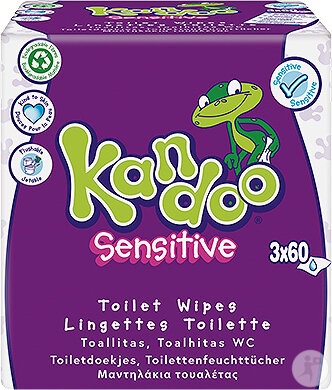 Kandoo Șervețele Umede Sensitive 3x60 Bucăți - Img 1