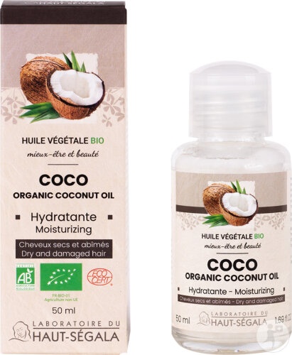 Laboratoire Du Haut-Ségala Ulei Vegetal De Cocos Bio Hidratant Pentru Păr Uscat Și Deteriorat 50ml - Img 1
