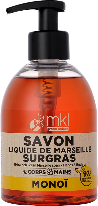 MKL Green Nature Săpun Lichid De Marseille Rehidratant Monoï Corp/Față/Mâini Organic 300ml - Img 1