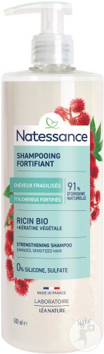 Natessance Șampon Fortifiant Reparator Ulei De Ricin Și Keratină Vegetală 500ml - Img 1