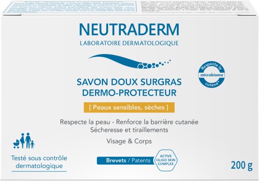 Neutraderm Săpun Delicat Surgras Dermo-Protector Față Și Corp Piele Sensibilă Și Uscată 200g - Img 1