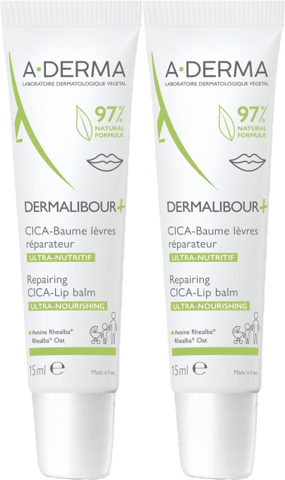 Pachet A-Derma Dermalibour+ Cica Balsam De Buze Reparator Și Ultra-Nutritiv 2x15ml - Img 1