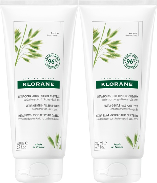 Pachet Klorane Balsam Cu Ovăz Pentru Toate Tipurile De Păr 2x200ml - Img 1