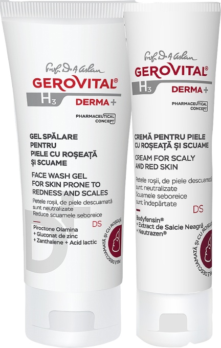 Pachet Mix&amp;Match Gerovital H3 Derma+ Gel Spălare + Cremă Piele Cu Roșeață/Scuame - Img 1