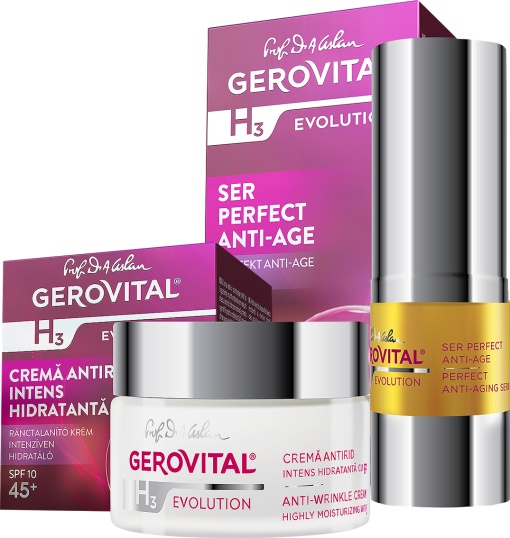 Pachet Mix&amp;Match Gerovital H3 Evolution Cremă Antirid SPF10 + Ser Perfect Anti-Age - Img 1