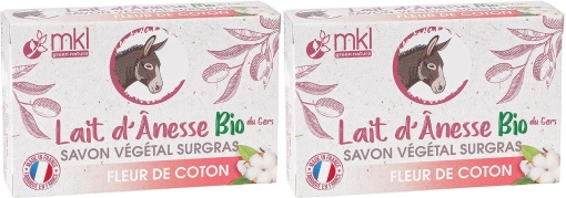 Pachet MKL Green Nature Săpun Vegetal Ultra Hrănitor Cu Lapte De Măgăriță Bio Floare De Bumbac 2x100g - Img 1