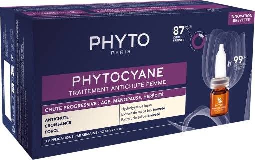 Phyto Phytocyane Fiole Împotriva Căderii Progresive A Părului 12x5ml - Img 1