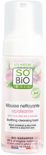 So'Bio Étic Aloe Vera Spumă De Curățare Calmanta Pentru Ten Sensibil Și Reacții Bio 150ml - Img 1
