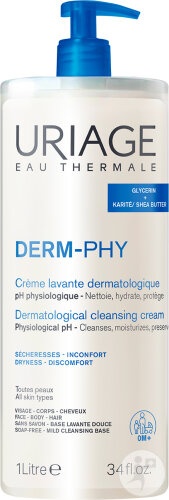 Uriage Cremă Dermatologică De Curățare Pentru Piele Sensibilă Față/Corp/Păr Flacon Pompă 1l - Img 1