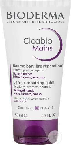 Bioderma Cicabio Mains Balsam Barieră Reparatoare Mâini Deteriorate Micro-Fisuri Zgârieturi 50ml - Img 1