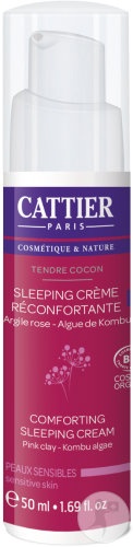 Cattier Cremă De Noapte Reconfortantă Cocon Blând Pentru Piele Sensibilă Bio Flacon Cu Pompiță 50ml - Img 1