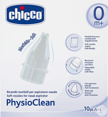 Chicco Aspirator Nazal Soft &amp; Easy Physioclean Rezerve 10 Bucăți - Img 1