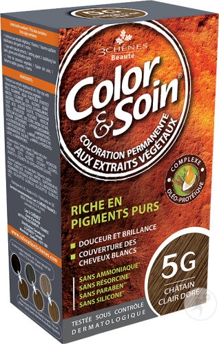 Color &amp; Soin Vopsea Permanentă Cu Extracte Vegetale 5G Castaniu Deschis Auriu 1 Kit - Img 1