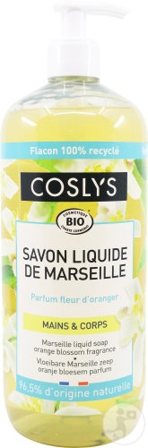 Coslys Săpun Lichid Marseille Pure Tradition Bio Pentru Mâini Și Corp Cu Parfum De Floare De Portocal 1l - Img 1