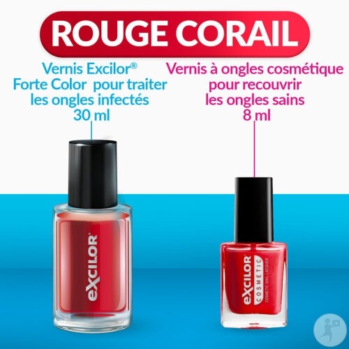 Excilor Forte Color Roșu Pentru Micoză Unghială 30ml + Lac De Unghii 8ml - Img 1