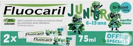 Fluocaril Junior Pastă De Dinți 6-13 Ani Aromă De Mentă 2x75ml - Img 1