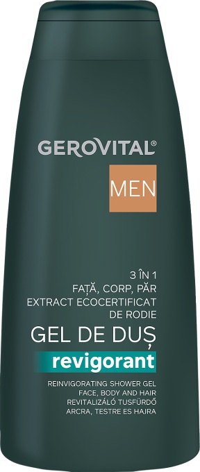 Gerovital Men Gel De Duș Revigorant 3 În 1 400ml - Img 1