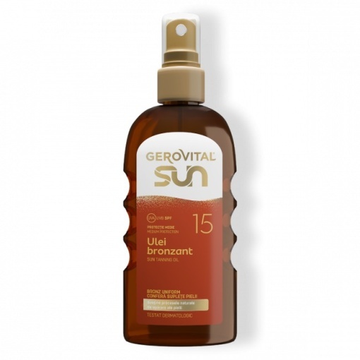 Gerovital Sun Ulei Bronzant Pentru Plajă SPF15 Spray 150ml - Img 1