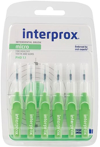 Interprox Premium Micro Periute Interdentare Verde 1.1 mm 6 Bucăți - Img 1