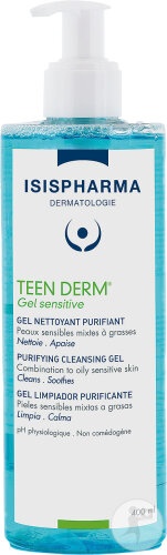 Isispharma Teen Derm Gel Sensitiv Gel Curățare Purifiantă Piele Sensibilă Mixtă Si Grasa 400ml - Img 1