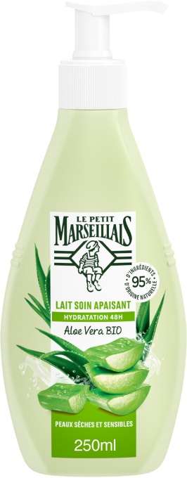Le Petit Marseillais Lapte De Corp Hidratant 48h Aloe Vera Bio Piele Uscată/Sensibilă 250ml - Img 1