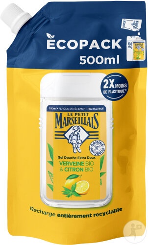 Le Petit Marseillais Reumplere Gel De Duș Extra Delicat Verbină Și Lămâie Bio 500ml - Img 1
