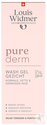 Louis Widmer Purederm Gel De Curățare Facială Fără Parfum Tub 125ml - Img 1