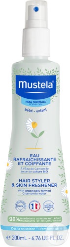 Mustela Bébé-Enfant Apă Răcoritoare Și Coafantă Pentru păr și piele normală Flacon cu pulverizator 200ml - Img 1