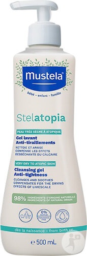 Mustela Bébé-Enfant Stelatopia Gel Duș Pentru Piele Atopica Flacon Cu Pompiță 500ml - Img 1